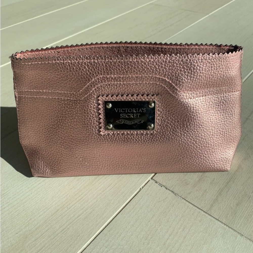 Victoria's Secret Pink Cosmetic Bag with Metallic Finish makeup purse clutch